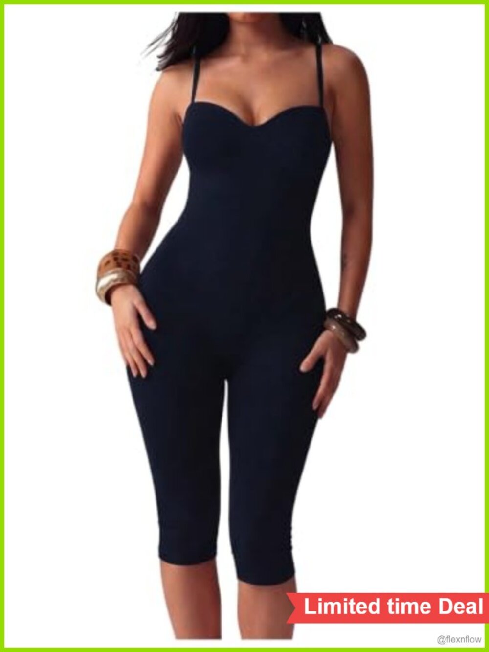 Sleeveless Sweetheart Neck Backless Capri Jumpsuit One Piece Romper